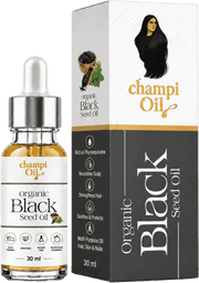 Champi Oil Black Seed Oil bottle for natural hair and scalp care