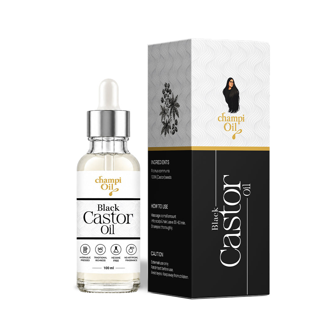Champi Oil Black Castor Oil for dry thick and curly hair nourishment