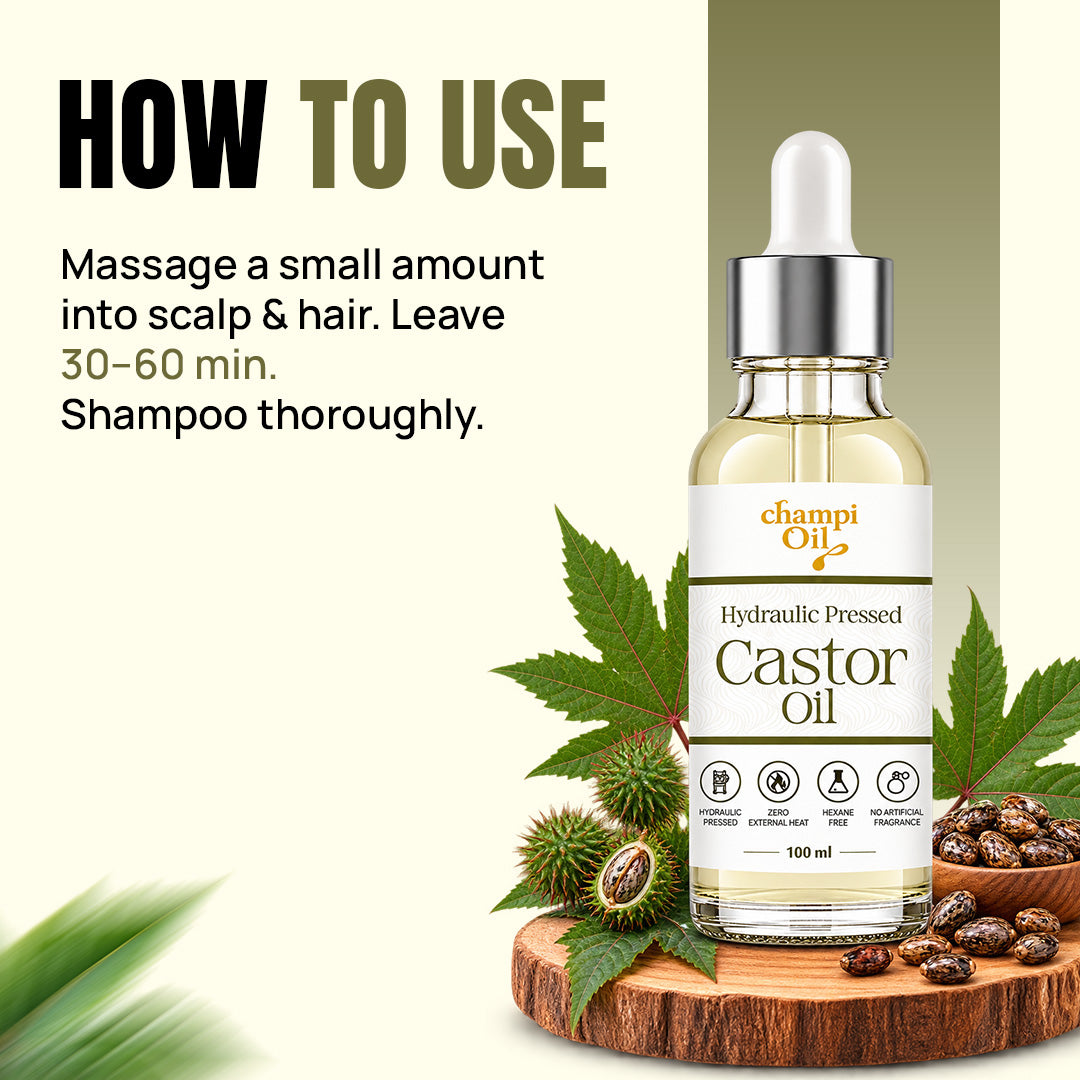 How to use Champi Oil Organic Castor Oil for hair and scalp nourishment