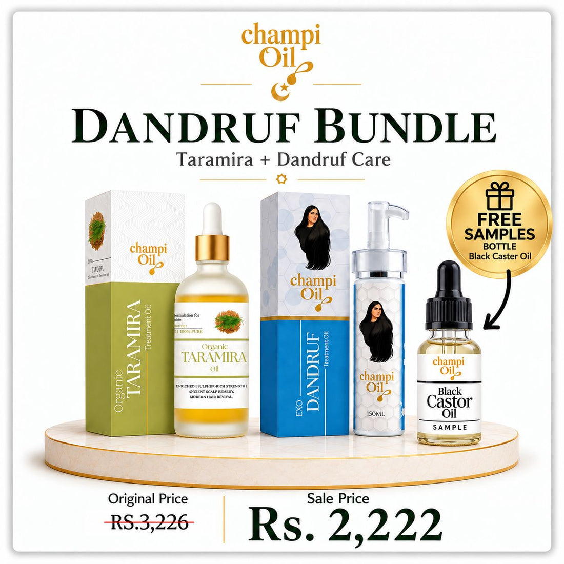 Champi Oil Dandruff Bundle for dry flaky scalp and complete hair care