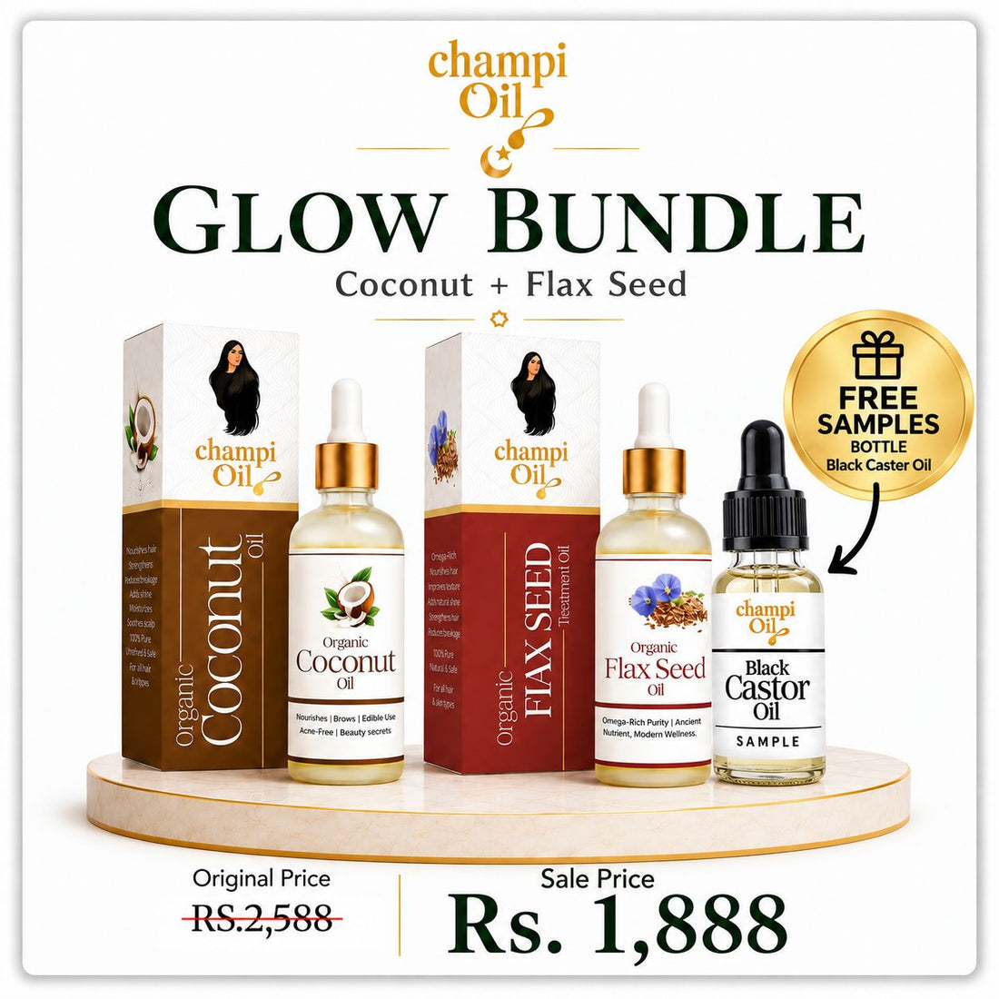 Champi Oil Glow Bundle for naturally radiant and healthy-looking skin
