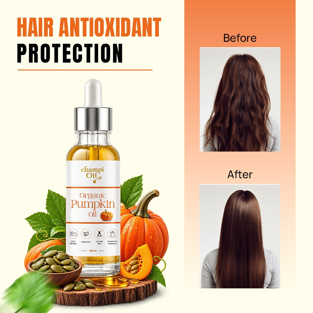 Champi Oil Pumpkin Seed Oil with natural antioxidant protection for healthy-looking hair
