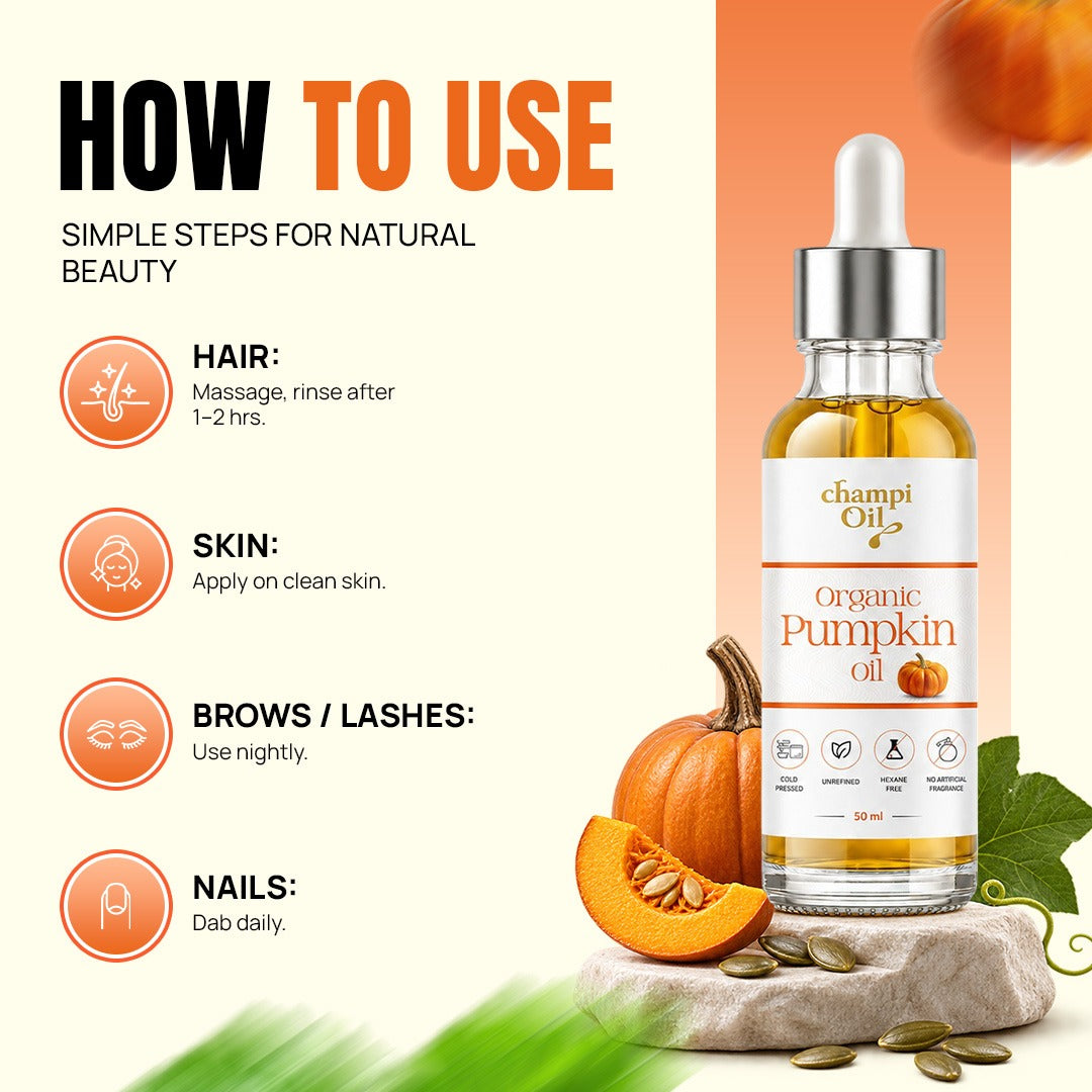 How to use Champi Oil Organic Pumpkin Seed Oil for hair and scalp care