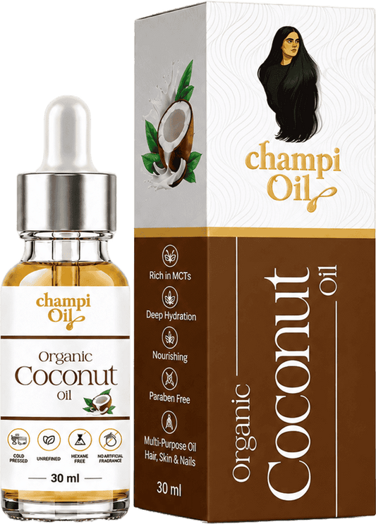 Champi Oil Coconut Oil bottle for natural hair and scalp care