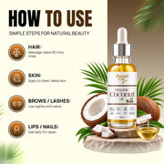 Applying Coconut Oil to the scalp and hair lengths with gentle massage