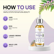 Applying Sesame Seed Oil to the scalp and hair roots with gentle massage