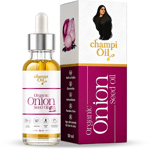 Champi Oil Onion Seed Oil bottle for natural hair and scalp care