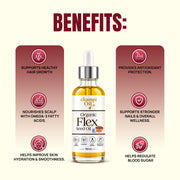 Organic Flax Seed Oil for softer-looking hair, scalp nourishment and healthy shine