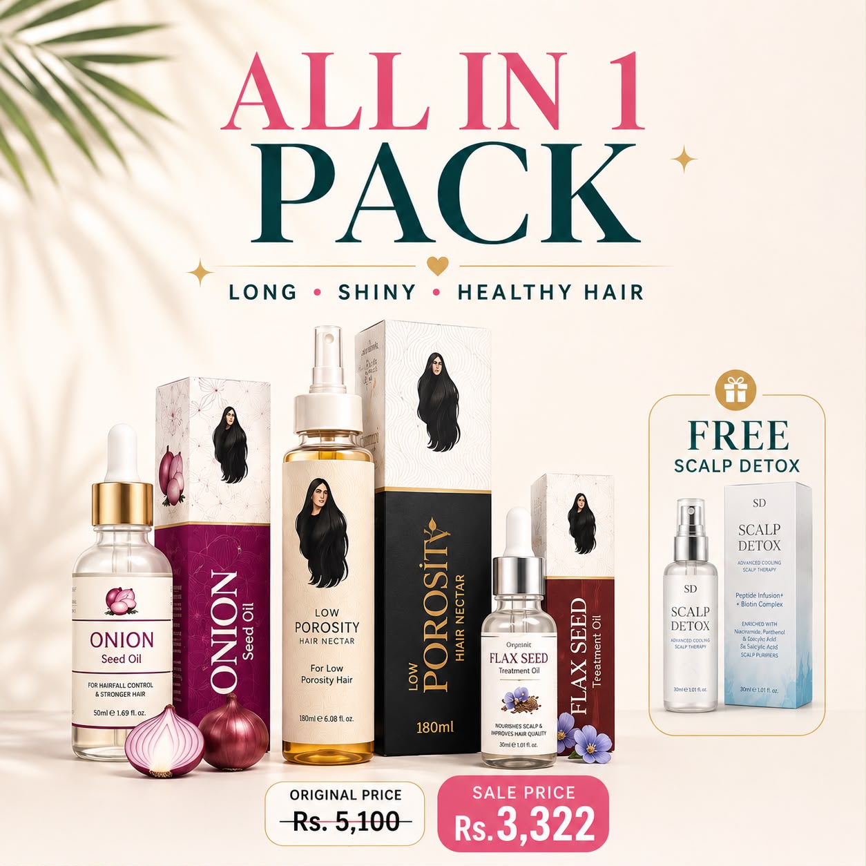 Champi Oil All In 1 Pack featuring multiple bottles of herbal hair care oil for nourishing and strengthening hair.