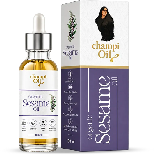 Champi Oil Sesame Seed Oil bottle for natural hair and scalp care