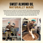 Step-by-step Sweet Almond Oil routine for scalp massage, hair lengths and skin care