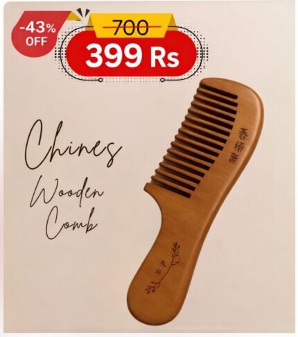 ‏Premium Natural Wooden Comb – Anti-Frizz & Scalp Friendly